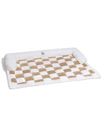 Cream Square Plaid Cozy Dog Mat Furniture Protector Cover