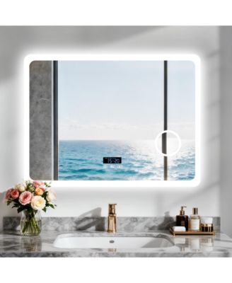 32"x24" LED Bathroom Mirror, Anti-Fog, Bluetooth, 3 Color Temp, Memory, Magnifier