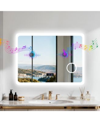 32"x24" LED Bathroom Mirror, Anti-Fog, Bluetooth, 3 Color Temp, Memory, Magnifier
