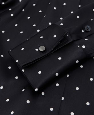 Women's Silk-Satin Polka-Dot Shirt