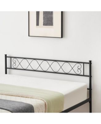 Queen Metal Platform Bed for Kids, Romantic Iron-Art Heart-Shaped Headboard and Footboard, Under-Bed Storage