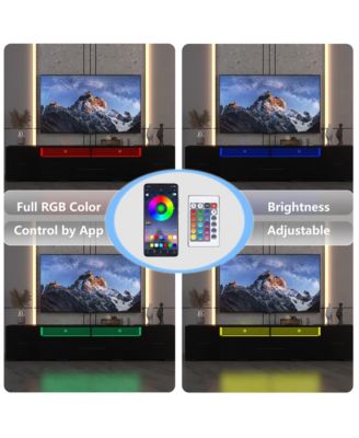 APP Control LED TV Stand  TV, Modern Entertainment Center with Remote, Storage Cabinets, 31 Modes Changing Lights for Living Room