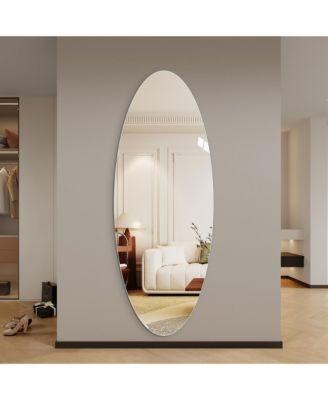 65" x 24" Oval Full Length Wall Mirror with HD Reflection, Wall Mounted for Bedroom or Entryway