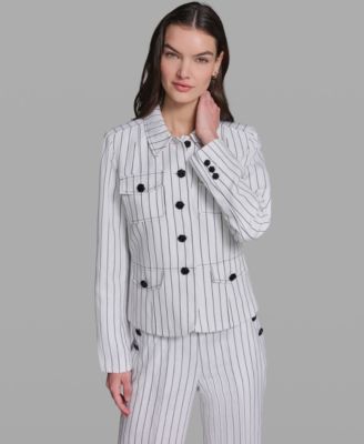 Women's Striped Collared Jacket