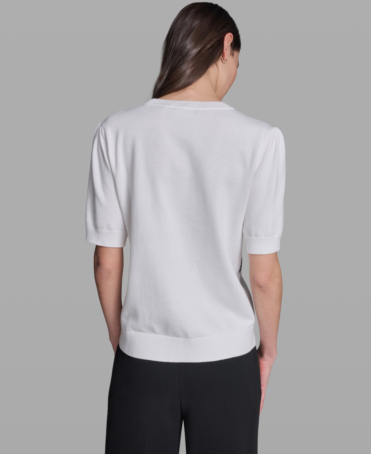 Karl Lagerfeld Paris Women's Bow Print Short-Sleeve Sweater