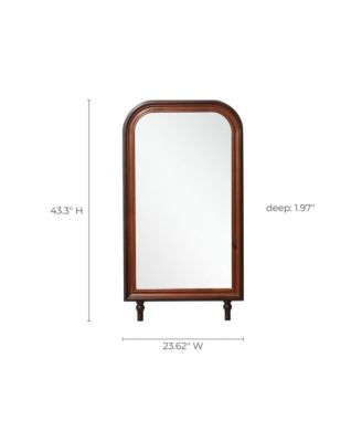 Modern 43.3" Tall Rounded Rectangle Wall Mirror with Pine Wood Frame