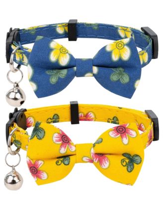 Breakaway Cat Collar with Bell Detachable Bowtie Adjustable Safety for Small Pets