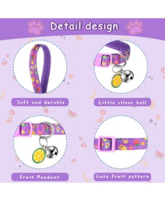 12 Summer Fruit Pattern Cat Collars Adjustable Safety Breakaway With Bell Soft Comfortable For Small Medium Pets