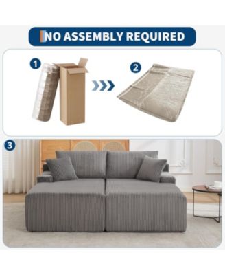 Oversized Chaise Lounge Chair 79 69" Indoor Double Cloud Boneless Couch with 4 Pillows Armrests Deep Seat No Assembly Required Comfy Corduroy