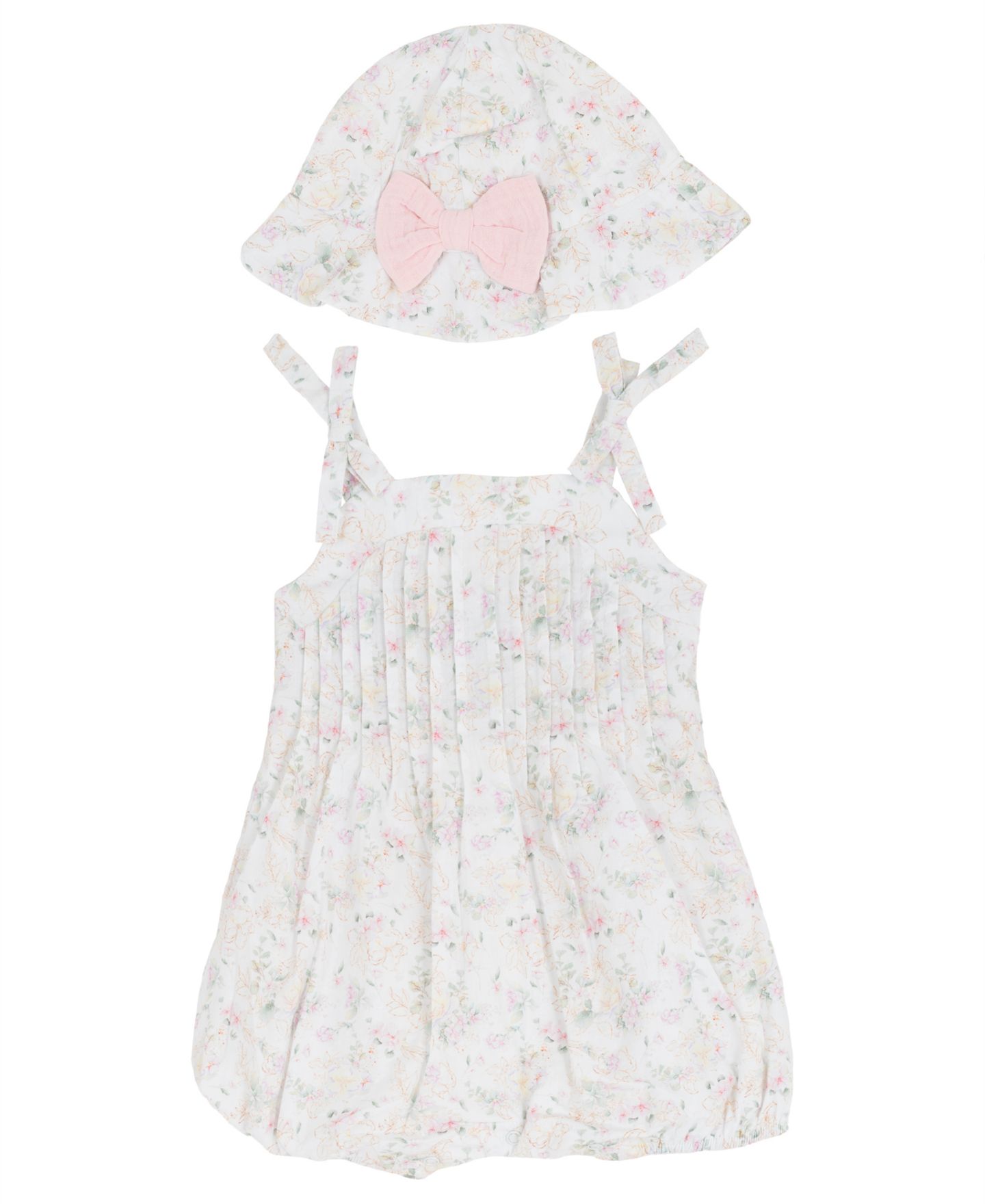 Комбинезон Rare Editions Square Neck Bubble Romper with Hat для девочек-малышей, цвет: Белый — фото 2