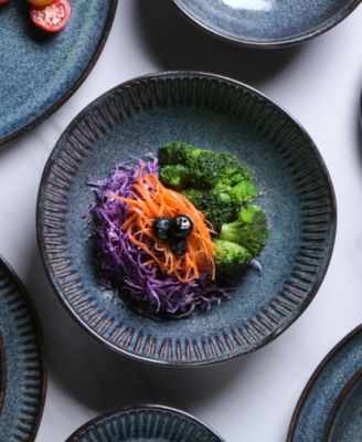 Stoneware Linhas Salad Bowls, Set of 6