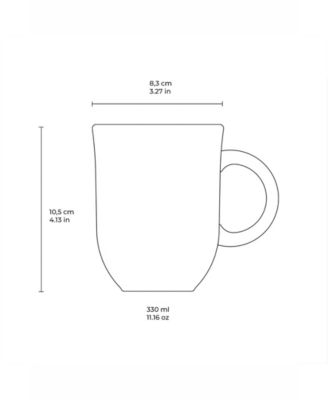 Stoneware Coup Mugs, Set of 4