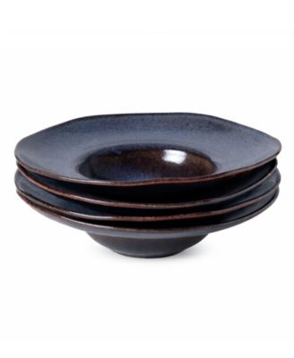 11.02" Stoneware Deep Rim Plates, Set of 4