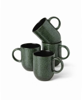 Stoneware Coup Mugs, Set of 4