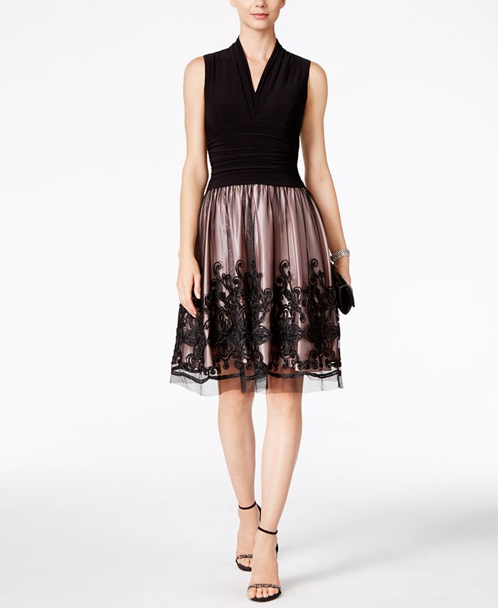 SL Fashions Illusion SoutacheTrim Party Dress Macy's