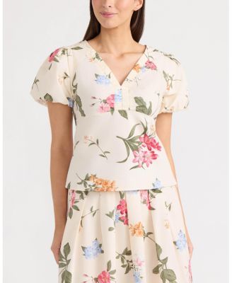 Women's Poplin Top with Balloon Sleeve