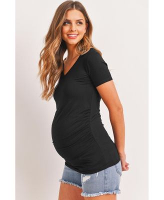 Maternity Fitted V-Neck Side Ruched Top
