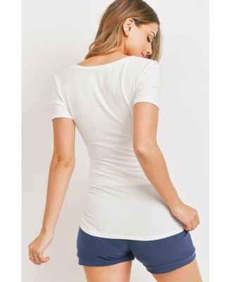 Maternity Fitted V-Neck Side Ruched Top