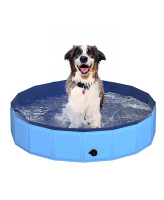Foldable Dog Pool Collapsible Hard Plastic Non-slip Bath Tub Outdoor Backyard Swimming Pets Multi-purpose