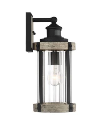 Stan Industrial Outdoor Wall Light Fixtures Set of 2 Motion Sensor Dusk to Dawn Clear Glass for Post