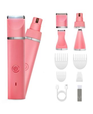 4 in 1 Pet Clippers Kit Rechargeable Cordless Quiet Trimmer for Dogs Cats Feet Face Ears Toenails