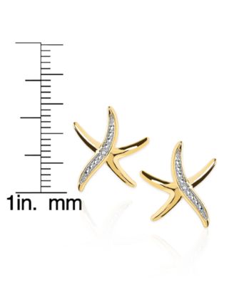 Diamond Accent (0.01  ct. t. w.) Starfish Stud Earrings
