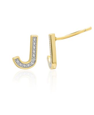 Diamond Accent (0.01  ct. t. w.) Initials Stud Earrings