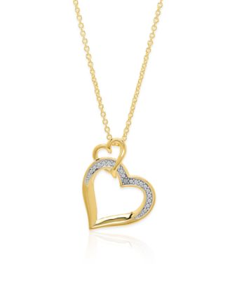 Diamond Accent 0.005 (ct. t. w.) Double Heart Pendant Necklace