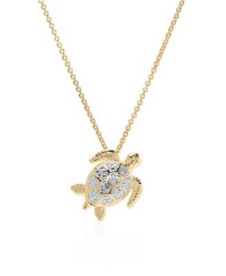 Diamond Accent (0.005  ct. t. w.) Turtle Pendant Necklace