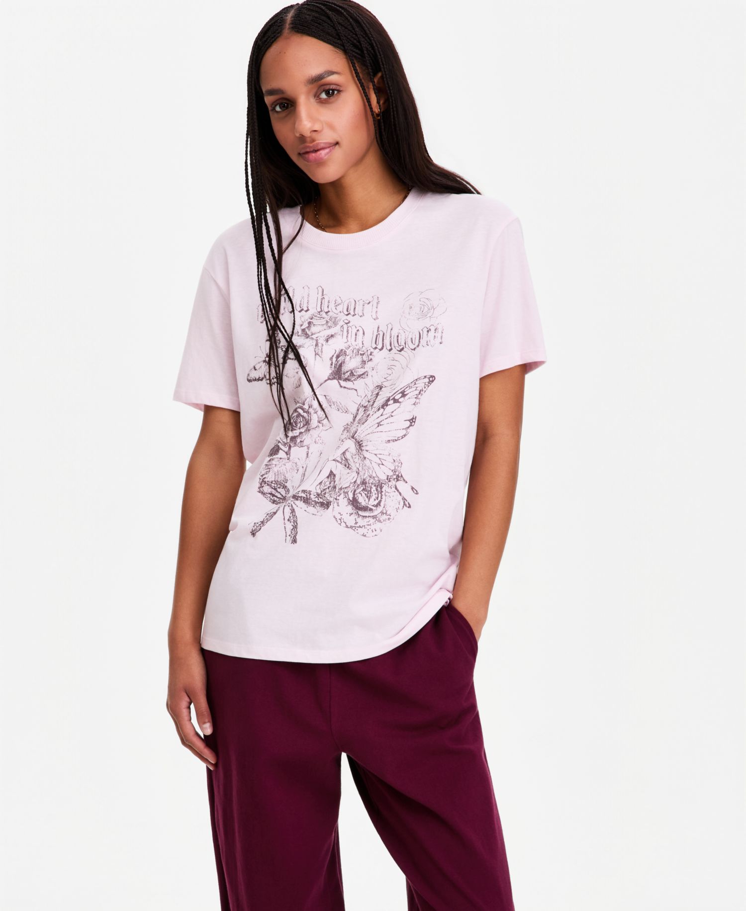 Juniors' Fairy Wild Heart Crewneck Tee