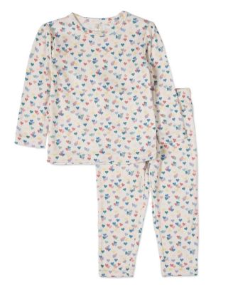 Little Girls 2 Piece "Candied Hearts" Pointelle Pull-On Lounge Set