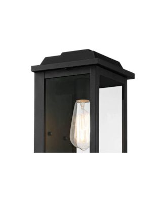 Eastcrest Modern Outdoor Wall Light Fixtures Set of 2 Textured Black Metal 14" Clear Glass for Post Exterior Barn Deck House