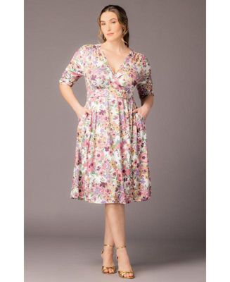 Plus Size Gabriella Ruched Sleeve Midi Dress with Pockets