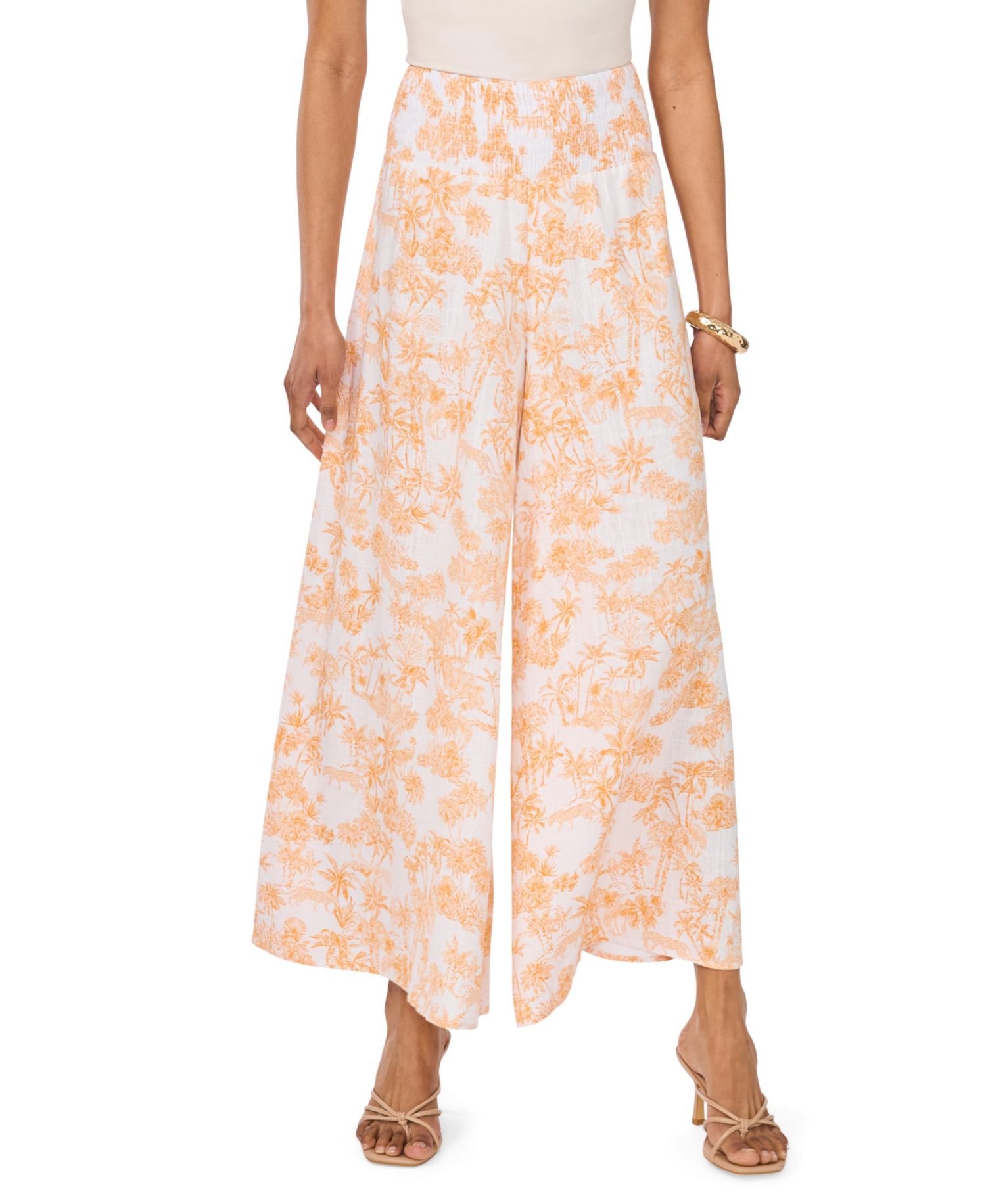 Women's Printed Wide-Leg Pull-On Pants