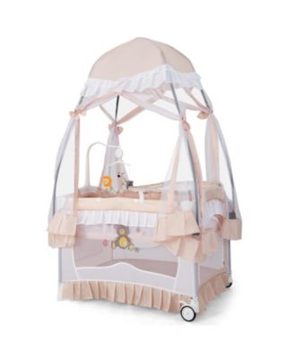 Convertible Baby Bassinet with Changing Table and Mesh Net