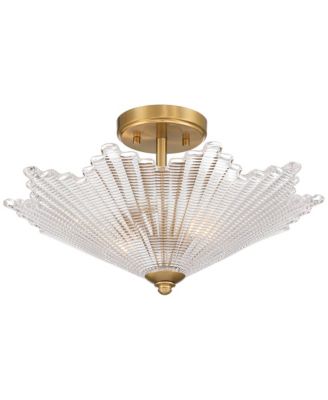 Possini Euro Sambuco 17 1/2"W Warm Brass 2-Light Bowl Ceiling Light