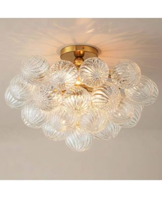 Possini Euro Albaro 18 1/2"W Soft Gold and Glass 2-Light Ceiling Light