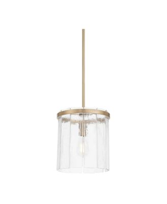 Possini Euro Soresi 10"W Satin Brass and Piastra Glass Mini Pendant
