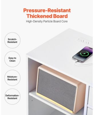 3 Drawer Wooden File Cabinet, Mobile Filing Cabinet with Light Strip, Lockable Rolling File Storage with Adjustable Shelves and 5 Wheels, Free