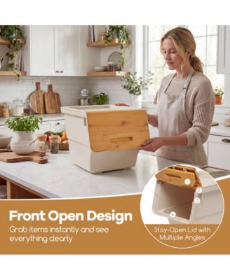 3 Pieces Storage Bins on Wheels Stackable Plastic Boxes with Stay-Open Lid Small