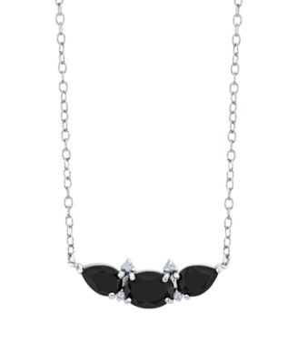 Onyx (2-1/5 ct. t.w.) and Diamond Accent Necklace in Sterling Silver