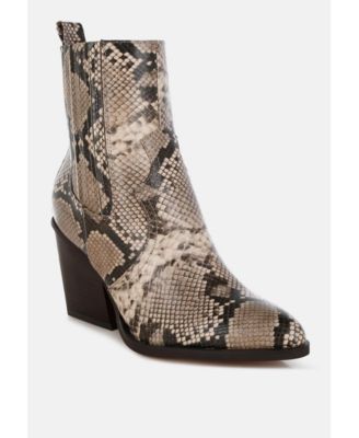 Womens Cornus Snake Print Ankle Boots