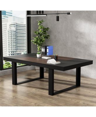 86.6 in with Walnut Wood Writing Desk Office Commercial Desk Computer Table, Meeting Table