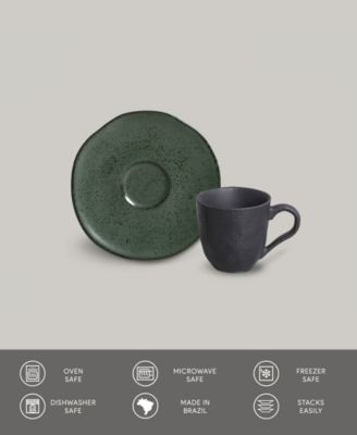 Stoneware Coffee Cup and Saucer Set, Service for 6