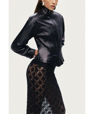 Women's Zip-Front Fitted Leather Jacket