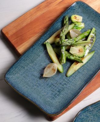 10.63" Stoneware Medium Rectangular Juta Platters, Set of 4