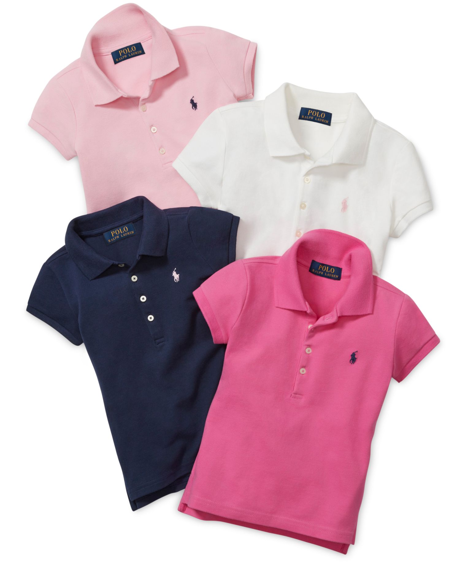 Girls' 7-16 Stretch Cotton Mesh Polo Shirt