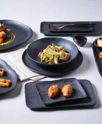 7" Stoneware Rectangular Juta Platters, Set of 4