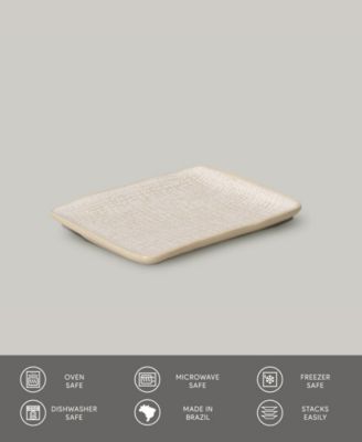 7" Stoneware Rectangular Juta Platters, Set of 4