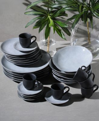 Stoneware Coffee Cup and Saucer Set, Service for 6